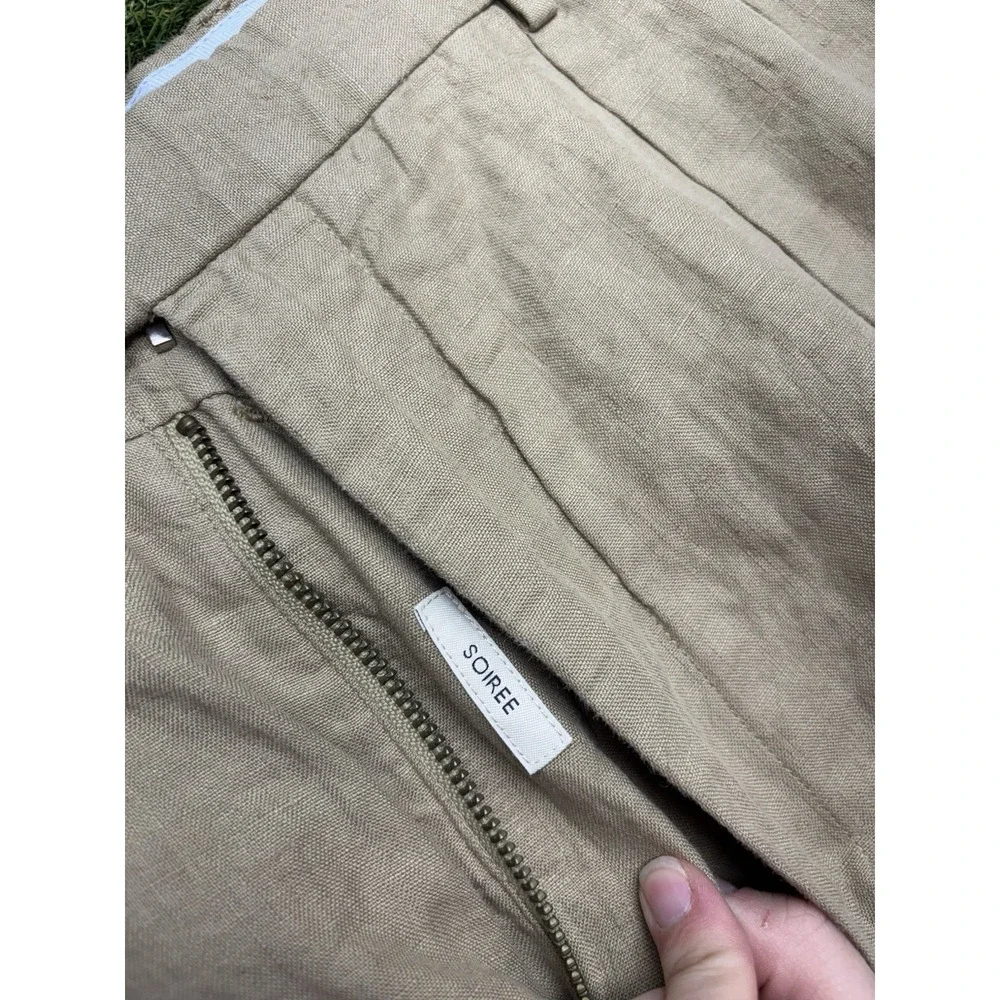 Daniel Cremieux Soiree Linen Pants Mens 38x30 Khaki Dress Lounge Beach Pleated